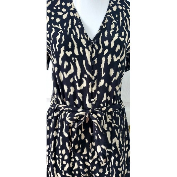 Rails Sophia Womens Black Beige Short Sleeve Cheetah Romper Sz Small EUC - Picture 2 of 8